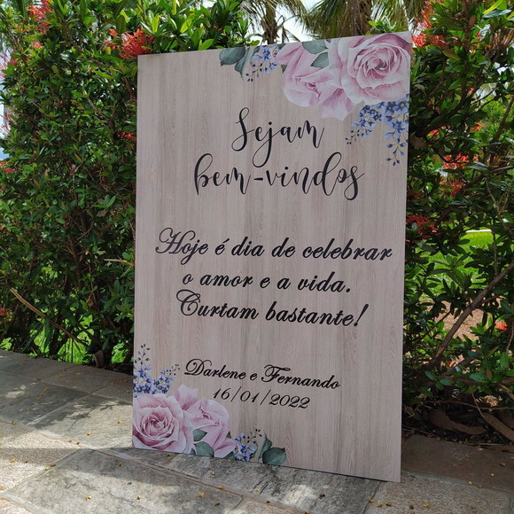 Placa Boas Vindas Casamento 60x40