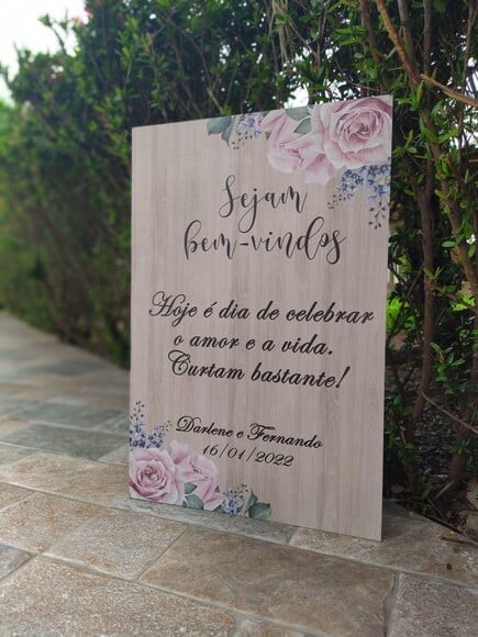 Placa Boas Vindas Casamento 60x40