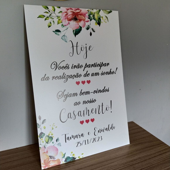 Placa Boas Vindas Casamento 60x40cm