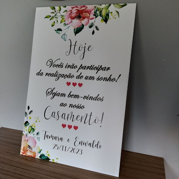 Placa Boas Vindas Casamento 60x40cm