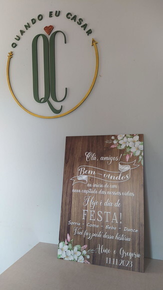 Placa Boas Vindas Casamento 60x40cm
