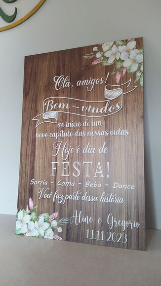 Placa Boas Vindas Casamento 60x40cm
