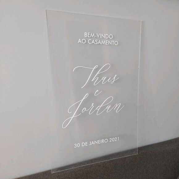 Placa Bos Vindas em Acrílico para Casamento 60x40