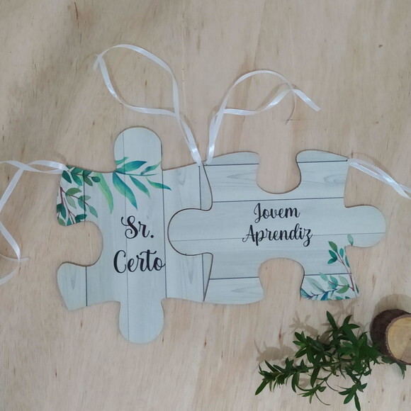 Placa cadeira dos noivos - Quebra Cabeça COM SUA FRASE