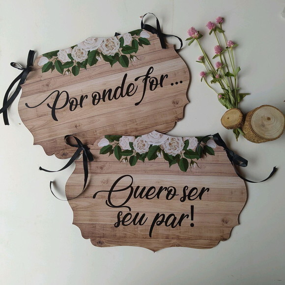 Placa Cadeira dos noivos COM SUA FRASE