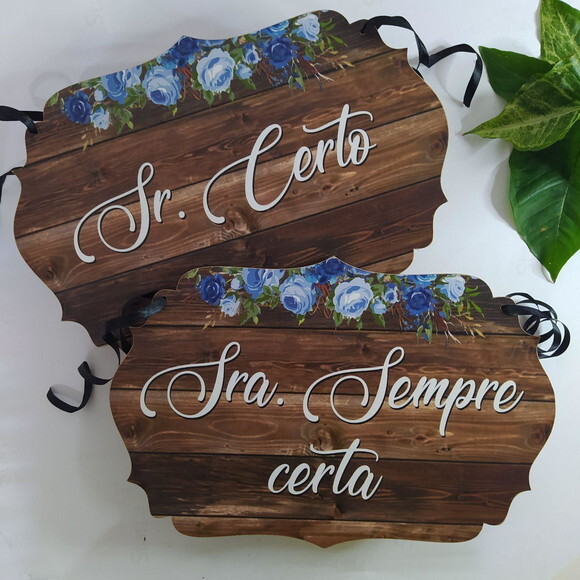 Placa Cadeira dos noivos COM SUA FRASE (O PAR)