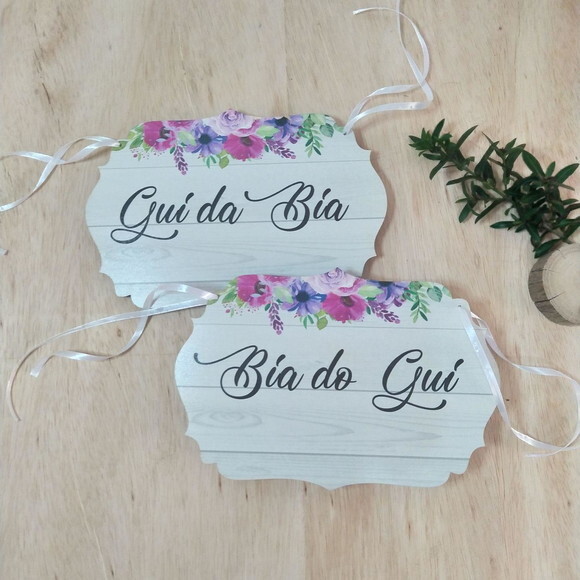 Placa Cadeira dos noivos COM SUA FRASE (O PAR)