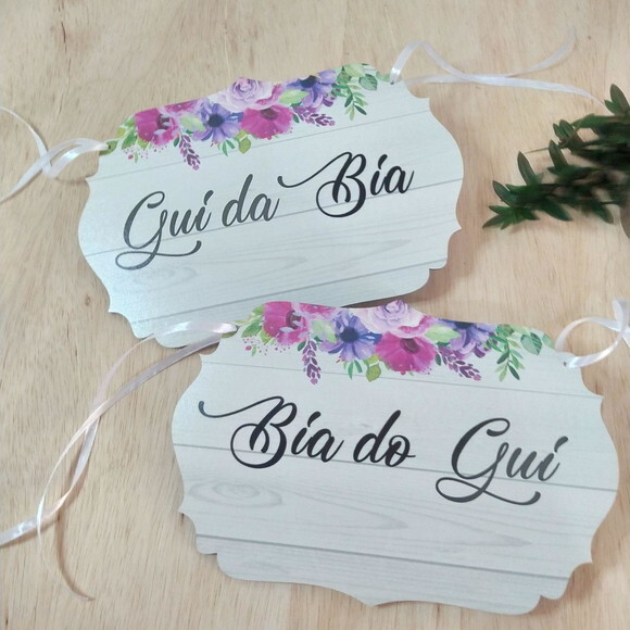 Placa Cadeira dos noivos COM SUA FRASE (O PAR)