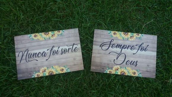 Placa Cadeira dos noivos COM SUA FRASE Girassol