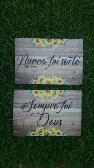 Placa Cadeira dos noivos COM SUA FRASE Girassol