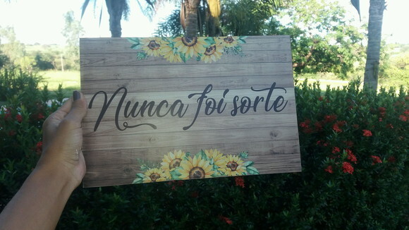 Placa Cadeira dos noivos COM SUA FRASE Girassol
