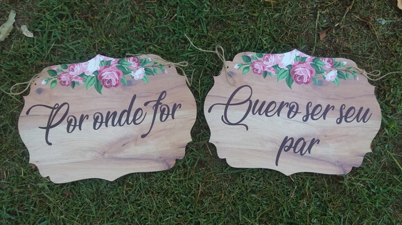 Placa cadeira dos noivos em MDF COM SUA FRASE