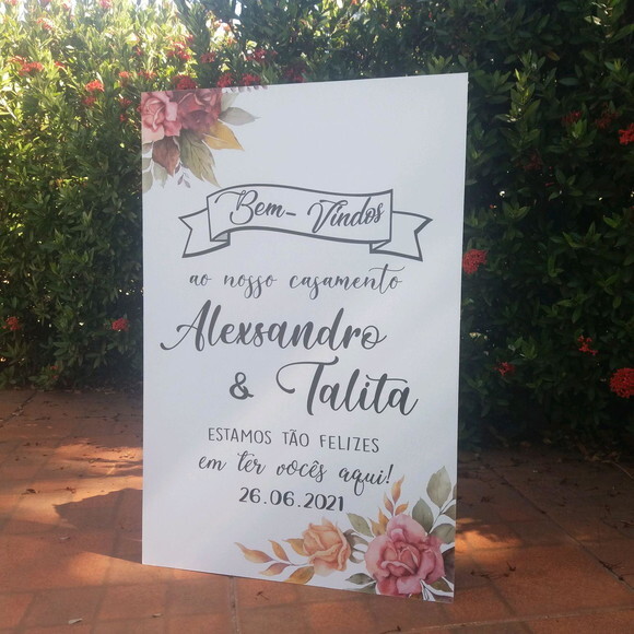 Placa Casamento boas Vindas 60x40cm