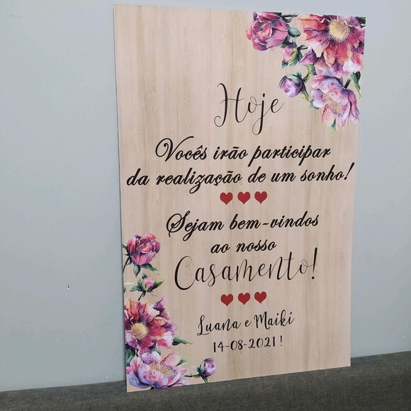 Placa Casamento boas Vindas 60x40cm com Sua Frase