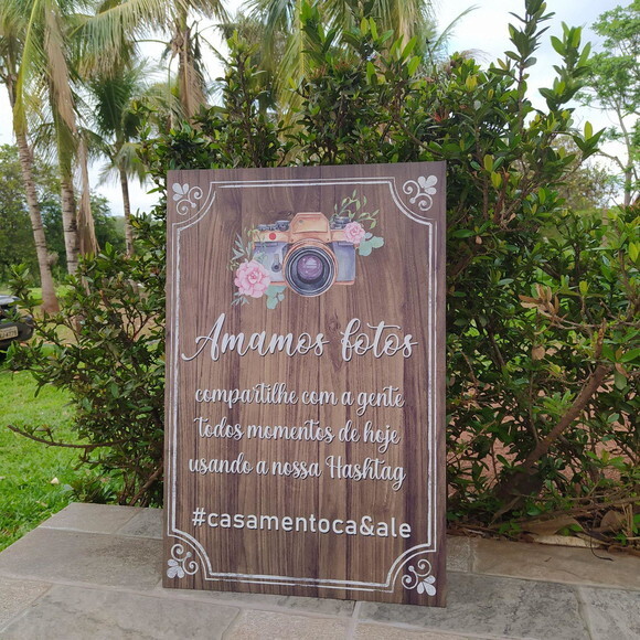 Placa Casamento hashtag 60x40cm