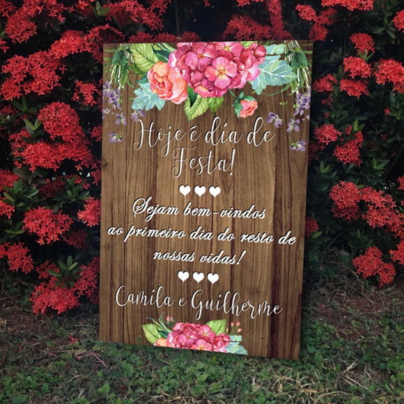 Placa Casamento boas Vindas 60x40cm com Sua Frase