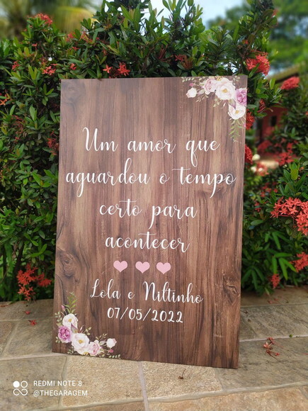 Placa Casamento 60x40cm com Sua Frase
