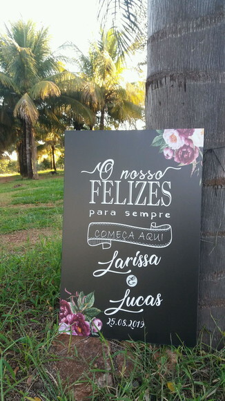 Placa Chalkboard 60x40 + 4 placas pajem casamento