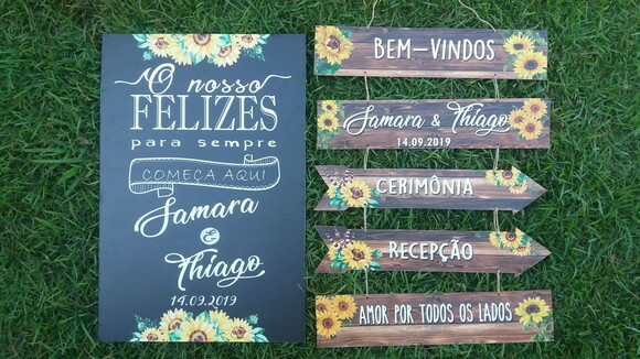 Placa Chalkboard 60x40 + 5 placas Indicativas casamento