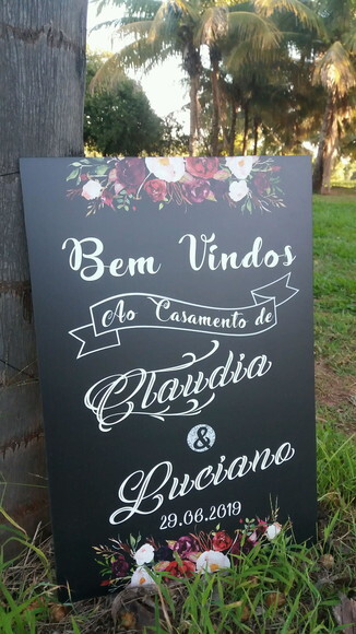 Placa Chalkboard Casamento bem Vindos 60x40 Marsala02