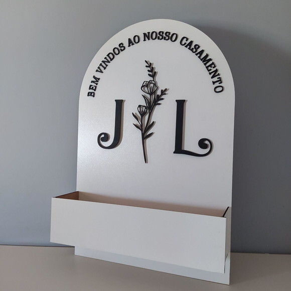 Placa de Boas Vindas com Floreira 60x40cm - Casamento