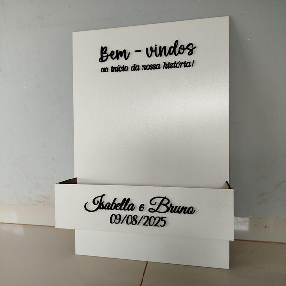 Placa de Boas Vindas com Floreira 60x40cm - Casamento