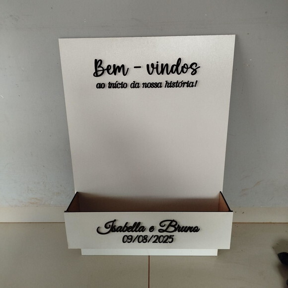 Placa de Boas Vindas com Floreira 60x40cm - Casamento