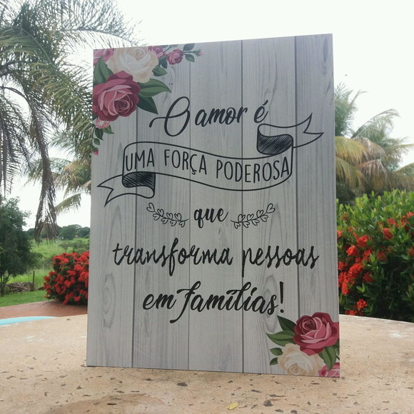 Placa de casamento O Amor é 40x30cm