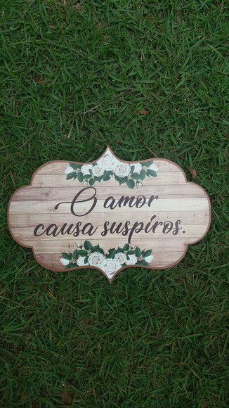 Placa de casamento COM SUA FRASE -Floral branco