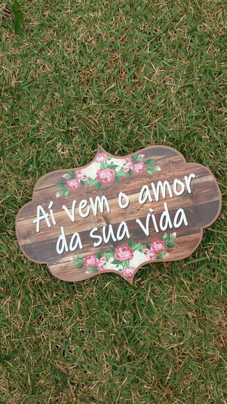 Placa de casamento COM SUA FRASE -Floral Rosa