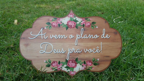 Placa de casamento COM SUA FRASE -Floral Rosa