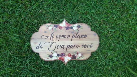 Placa de casamento COM SUA FRASE -Floral Marsala
