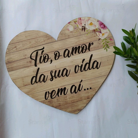 Placa De Casamento Coração Com Sua Frase