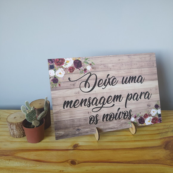 Placa de Casamento de Mesa em mdf