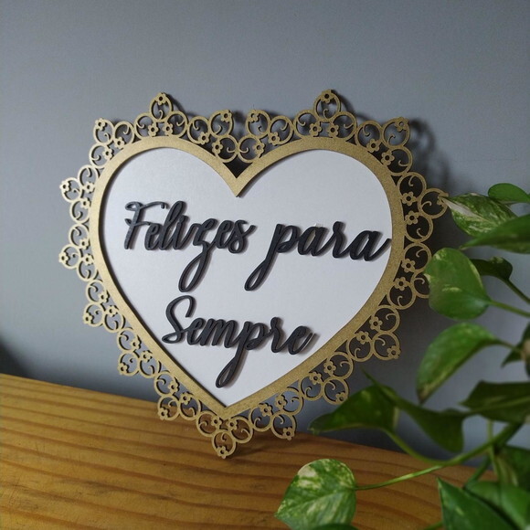 Placa de Pajem Coração arabesco COM SUA FRASE