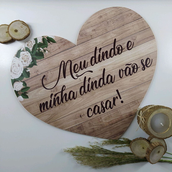 Placa de Pajem Coração COM SUA FRASE