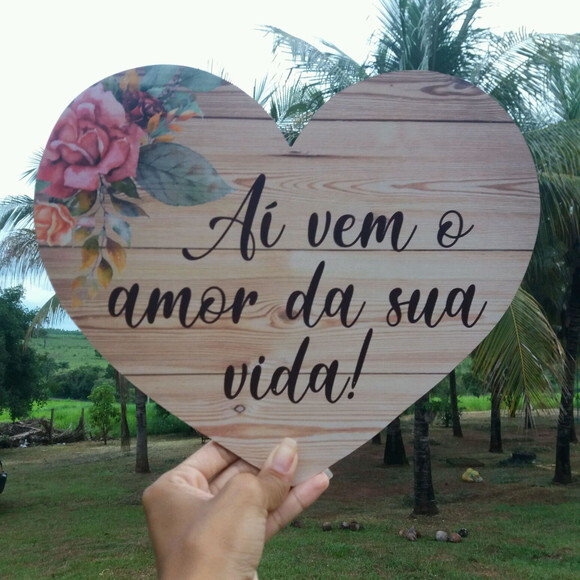 Placa de Pajem Coração COM SUA FRASE