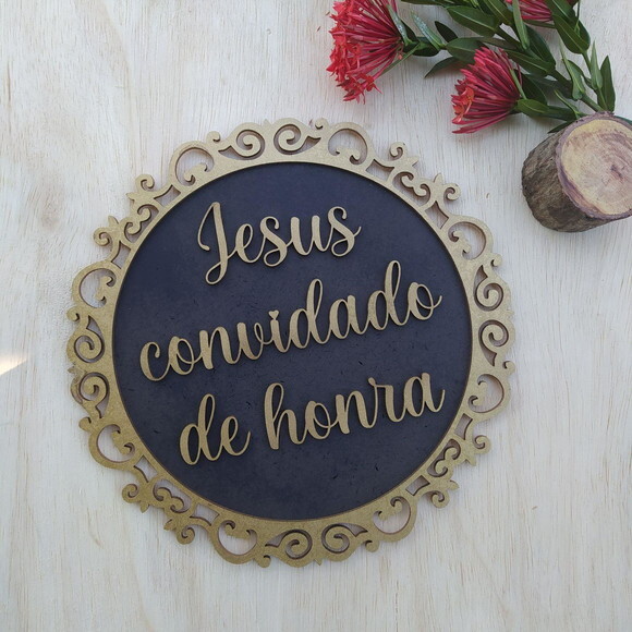 Placa de Pajem redonda arabesco COM SUA FRASE