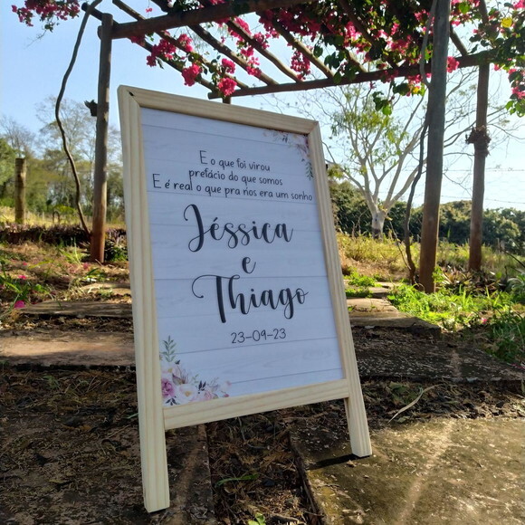 Placa De Recepção Com Cavalete Embutido 60x40