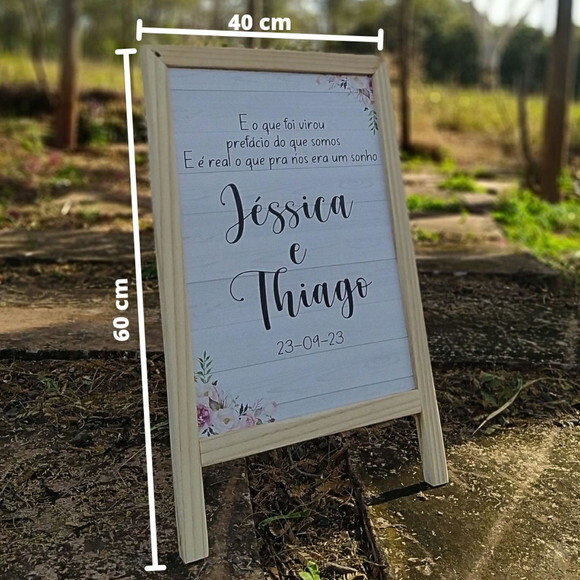 Placa De Recepção Com Cavalete Embutido 60x40