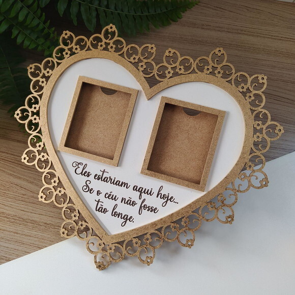 Placa Homenagem com 2 Porta Retratos 9x7cm