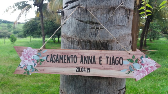 Placa Seta De Casamento Indicativa/sinalização Em Mdf