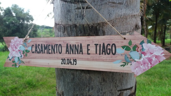 Placa Seta De Casamento Indicativa/sinalização Em Mdf