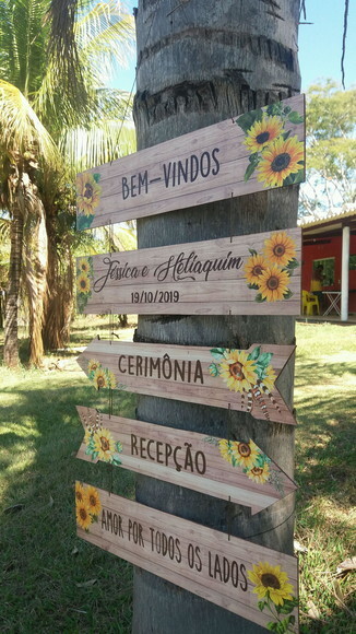 Placas indicativas casamento Kit com 5