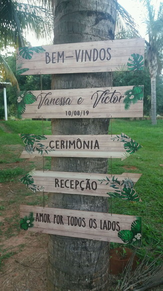 Placas indicativas casamento Kit com 5