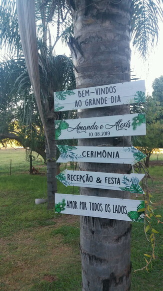 Placas Indicativas casamento Folhagens Kit com 5