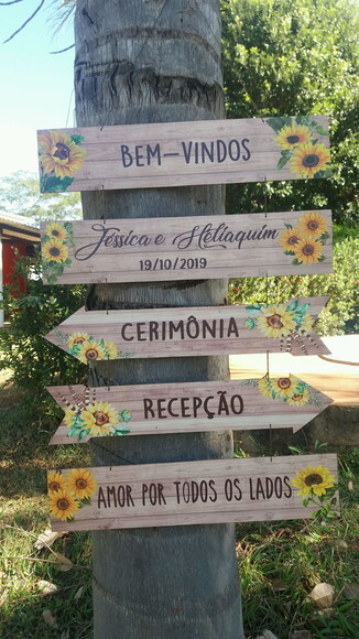 Placas indicativas casamento Kit com 5