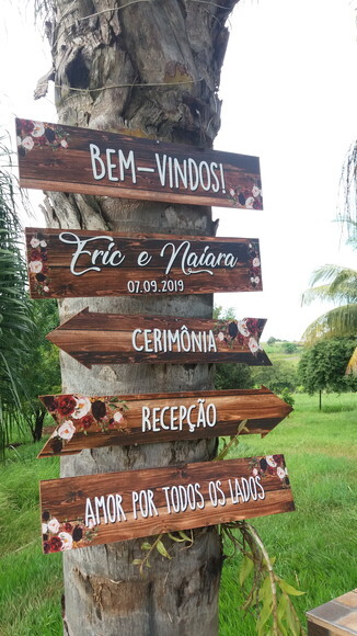 Placas indicativas casamento Kit com 5 COM SUA FRASE