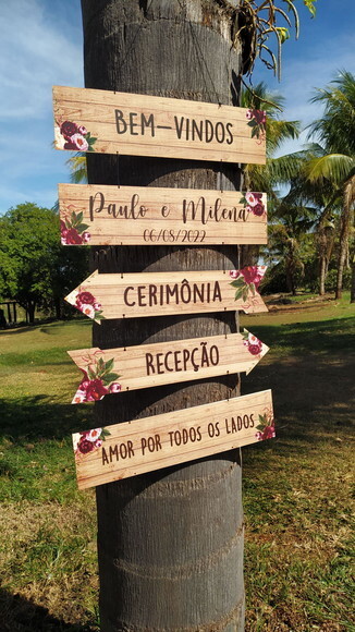 Placas indicativas casamento Kit com 5 COM SUA FRASE