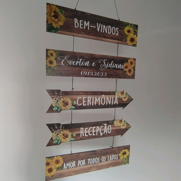 Placas Indicativas casamento Kit com 5 COM SUA FRASE